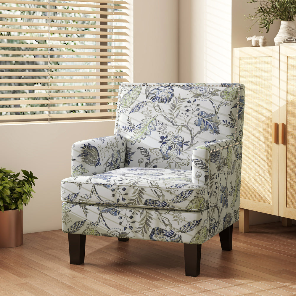 Floral patterned upholstered armchair