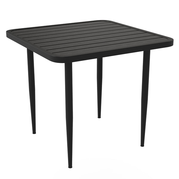 Square metal dining table, black