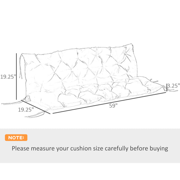 3 Seater Replacement Cushions for Bench, Swing and Backrest for Patio and Garden, Dark Grey