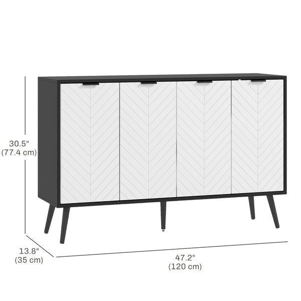 Modern sideboard with adjustable shelves and 4 doors, black