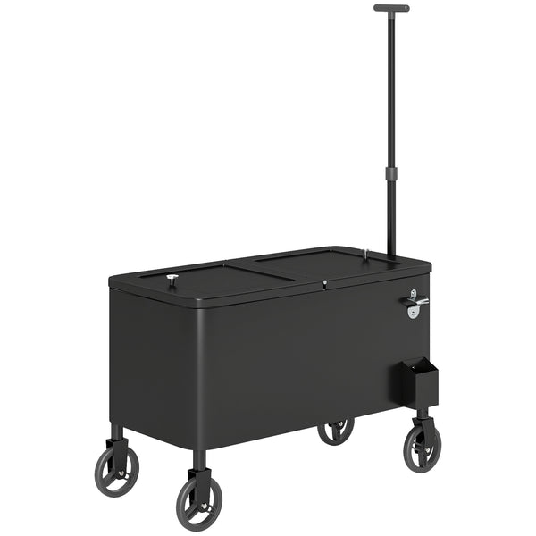 76L refrigerated trolley with wheels and adjustable handle, black