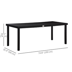 Rectangular aluminum garden table, black