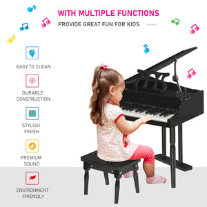 Modern children's piano with 30 keys, black