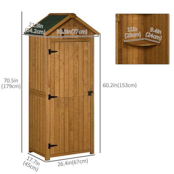 Garden shed with 3 shelves, brown