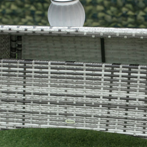 7 Piece Rattan Dining Set with Cushions, Grey