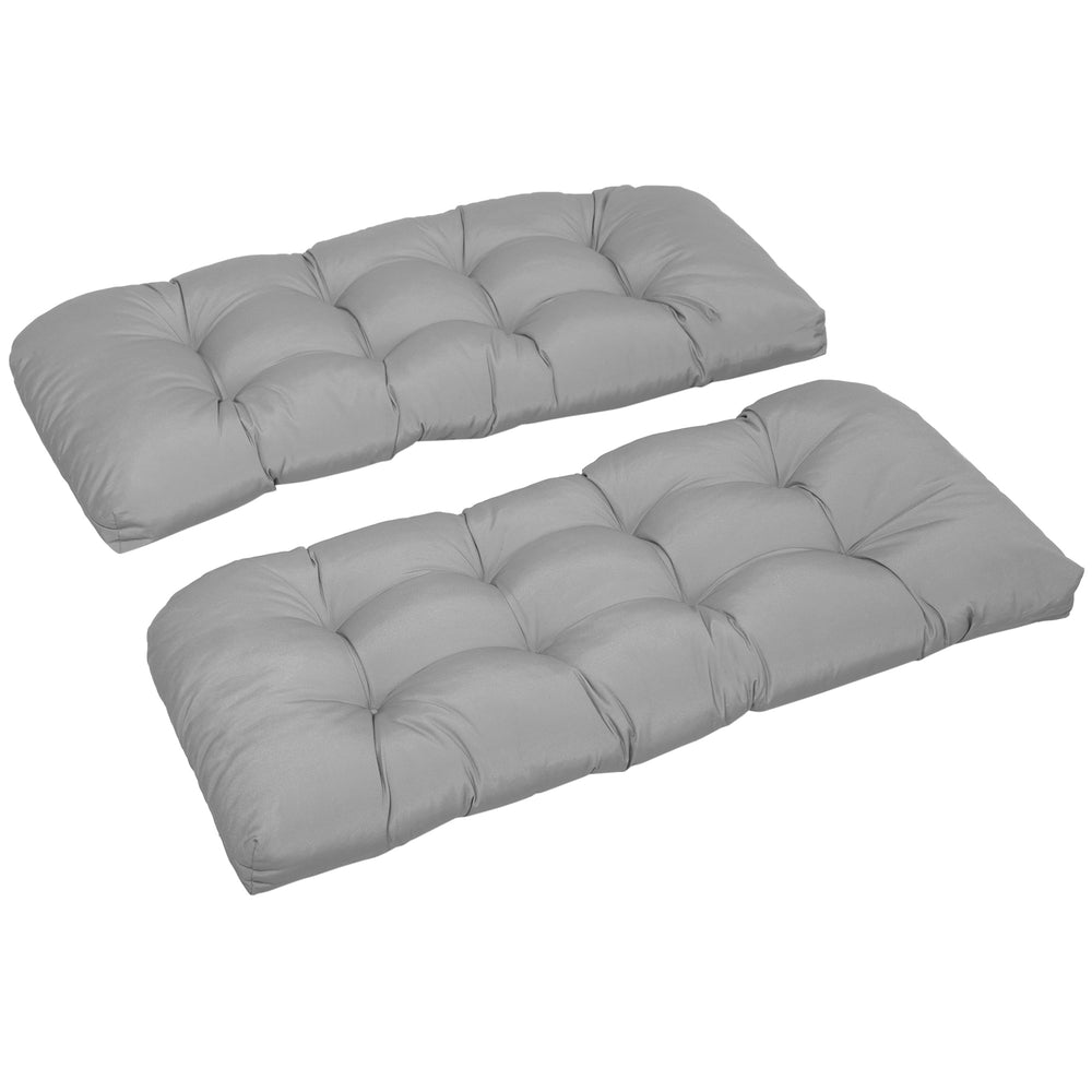 Lot de 2 coussins gris pour banc ou causeuse de terrasse 2 places, conçus pour un usage extérieur confortable
