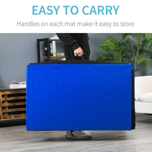 4'x10'x2'' Folding Gym Mat with Carry Handles, Dark Blue