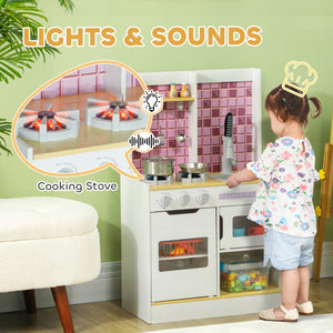 Kids Kitchen with Realistic Lights and Sounds, Sink, Oven, Stove, White