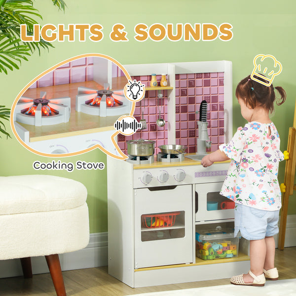 Kids Kitchen with Realistic Lights and Sounds, Sink, Oven, Stove, White