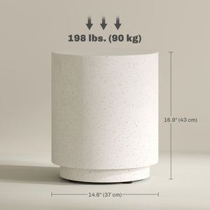 Round cream white concrete-effect side table, 14.5 in. – Indoor and outdoor