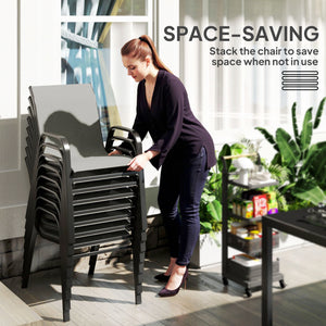 9-Piece Dining Set with Stacking Chairs and Glass Top, Grey