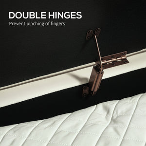 Upholstered tufted bedroom bench with metal legs, cream white