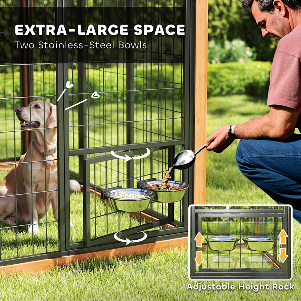 Outdoor kennel with enclosure and storage, 86 in