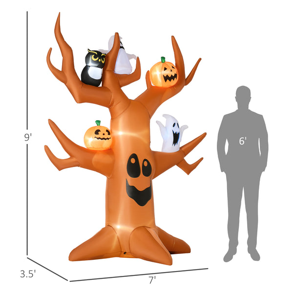 9ft Halloween Inflatable Haunted Tree with Pumpkins, Ghosts and Cat, LED Display