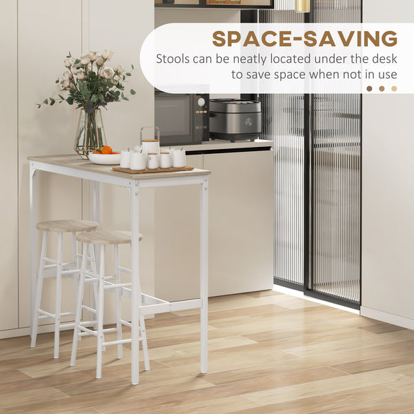 3 Piece Bar Table and Stool Set for 2 People, Pub Table and Chairs