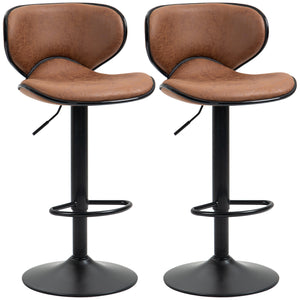 Set of 2 height-adjustable bar stools with swivel seats