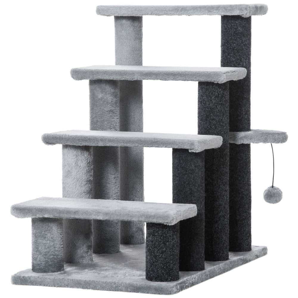 Cat stairs with scratching post and toy ball