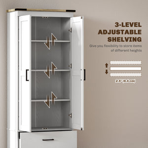 Storage unit with doors, drawers and adjustable shelves, cream white