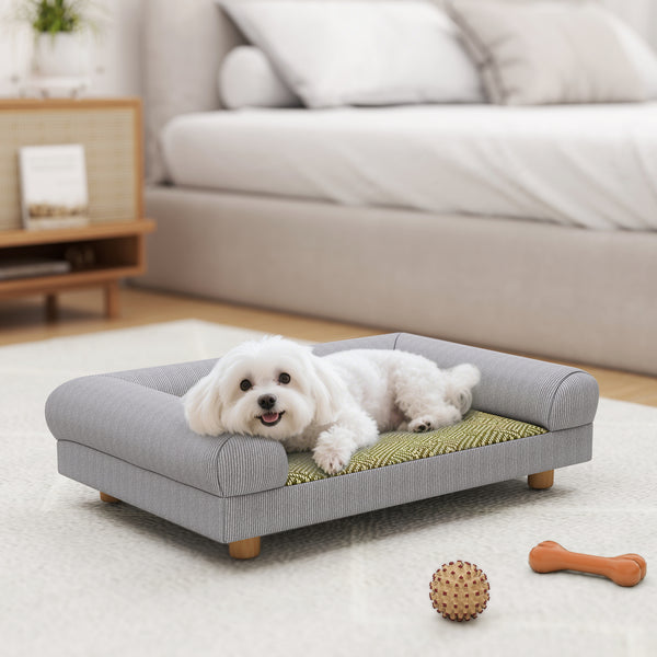 Elevated sofa for small dogs, grey
