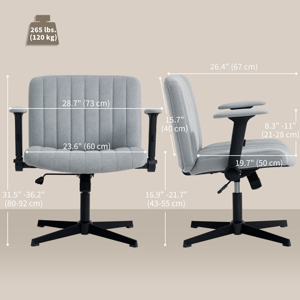 Cross-back office chair, without casters, grey