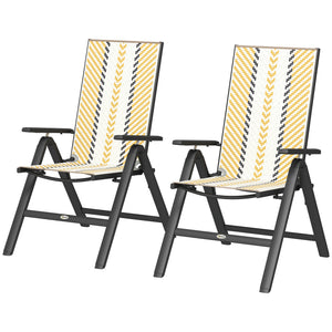 Set of 2 outdoor chairs in woven resin with 5-position adjustable backrest