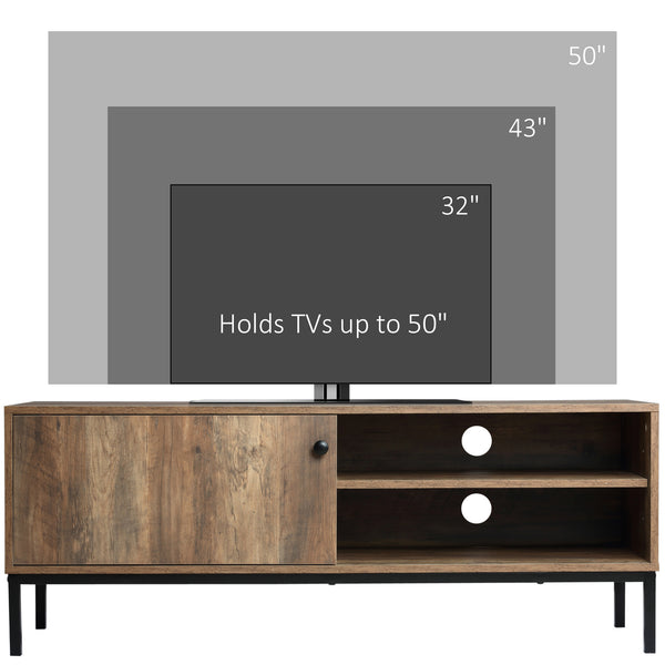 Retro TV cabinet for TVs up to 50 inches with sliding door, coffee
