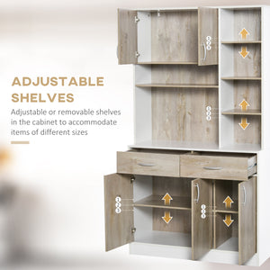 Kitchen sideboard with multiple storage, white and beige