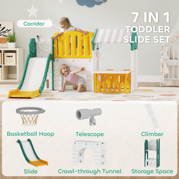 7-in-1 Toddler Slide Yellow/Green
