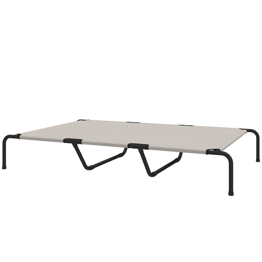 Elevated dog bed with breathable mesh, beige