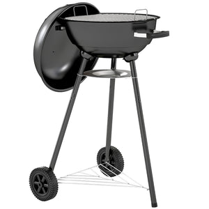 Charcoal barbecue with accessories, shelf and ash collector, black