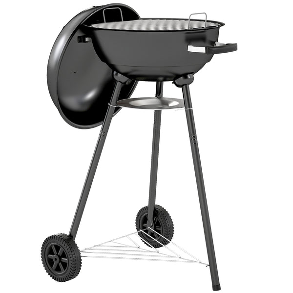 Charcoal barbecue with accessories, shelf and ash collector, black