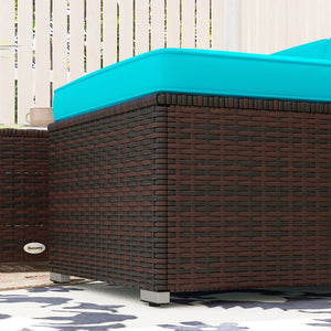 Garden furniture with soft cushions, corner sofas, turquoise