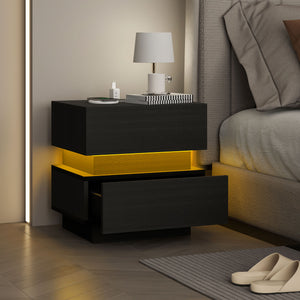 Bedside table with charging station and black LED lighting