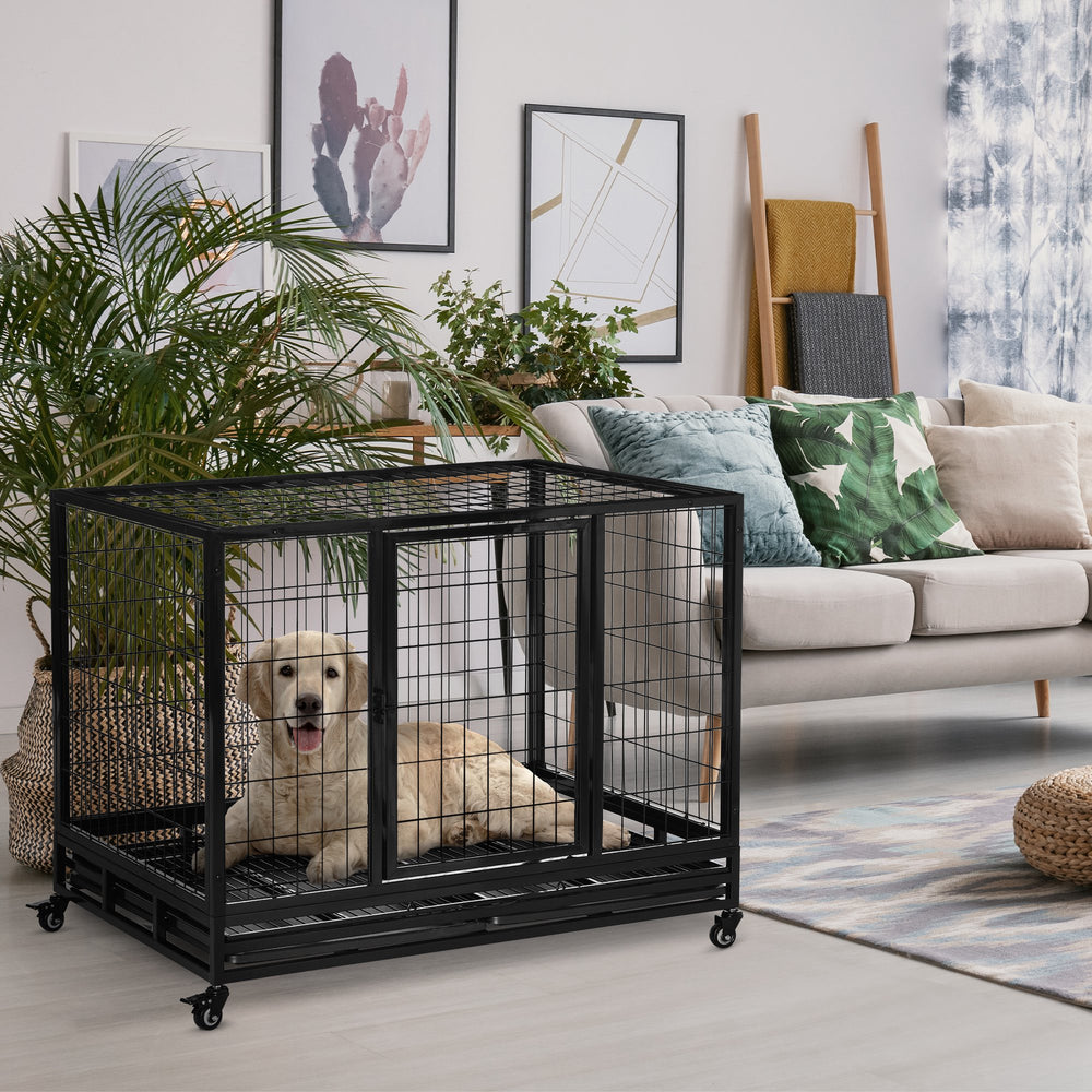 Robust cage with two doors and lockable wheels