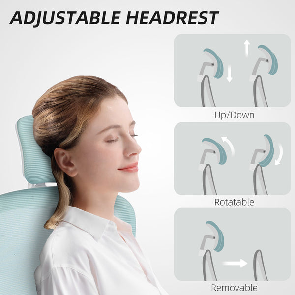 Ergonomic mesh office chair with lumbar support, blue/green