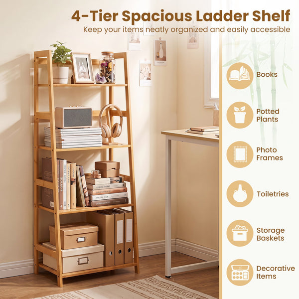 4-tier bamboo plant flower storage rack multifunctional stand
