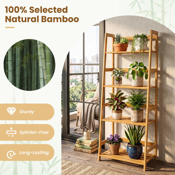 4-tier bamboo plant flower storage rack multifunctional stand