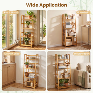 4-tier bamboo plant flower storage rack multifunctional stand