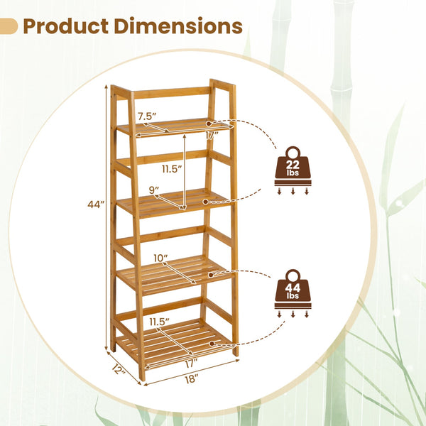4-tier bamboo plant flower storage rack multifunctional stand