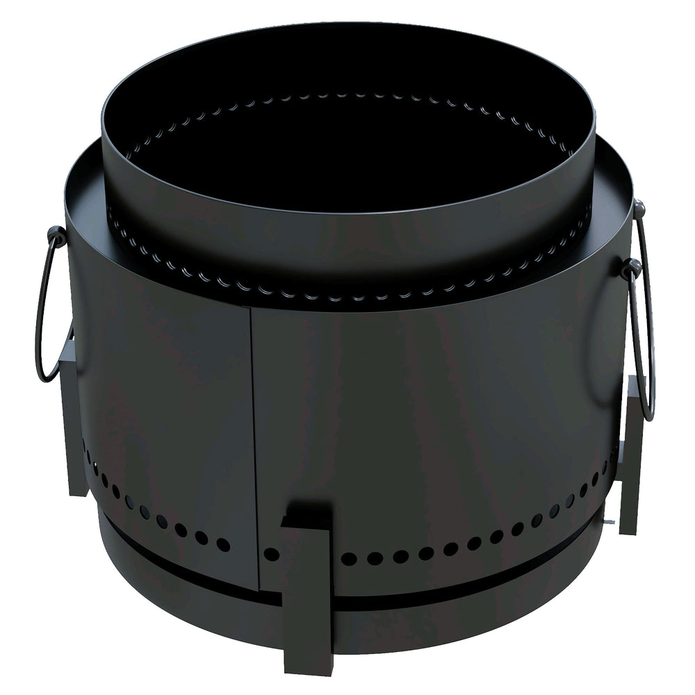 Smokeless fire pit with ash catcher, poker, black