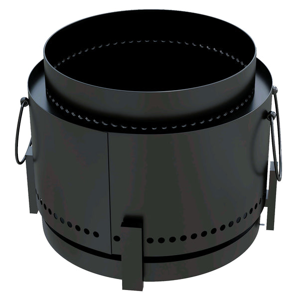 Smokeless fire pit with ash catcher, poker, black