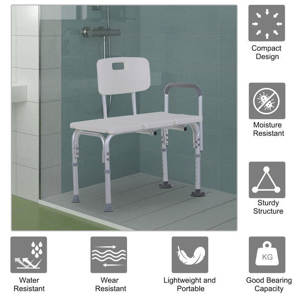 6-Level Adjustable Bath and Shower Transfer Bench White