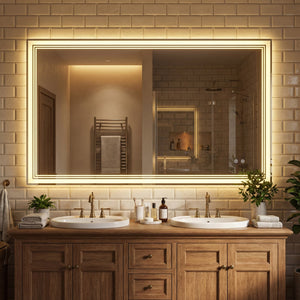 Miroir de salle de bain LED 48" x 28" avec éclairage frontal et éclairage arrière