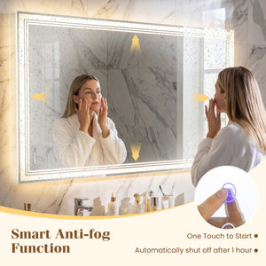 Miroir de salle de bain LED 48" x 28" avec éclairage frontal et éclairage arrière