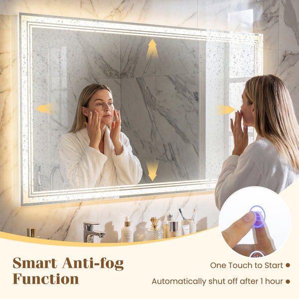 Miroir de salle de bain LED 48" x 28" avec éclairage frontal et éclairage arrière
