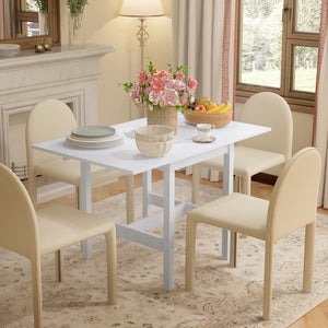 Country-style drop-leaf kitchen table for small spaces, white