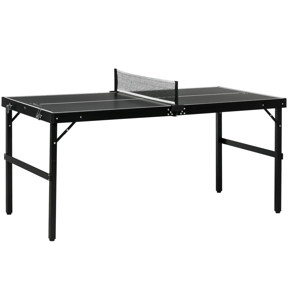 Folding table tennis table with aluminum frame, black