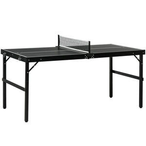 Folding table tennis table with aluminum frame, black