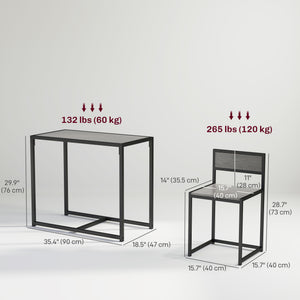 Dining table and chairs set, industrial style, for 2 people, ideal for small spaces.