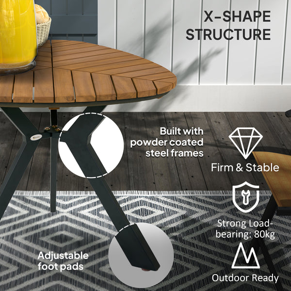 Patio Table with Steel Legs for Garden Backyard Teak